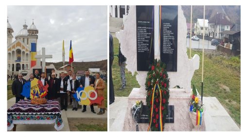IEUD. A fost inaugurat monumentul “Centenarul Marii Uniri și al victimelor regimului comunist”