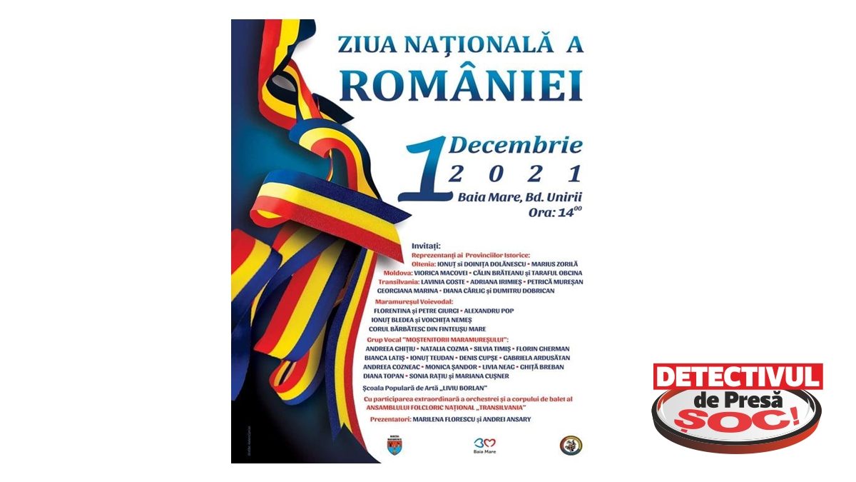 Concert Extraordinar de Ziua Naționala a României – 1 Decembrie, ora 14.00 în Piața Revoluției Baia Mare