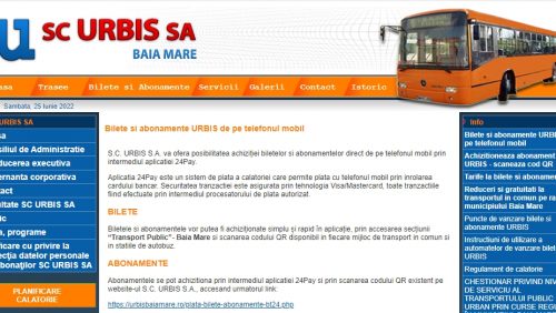 Bilete și abonamente URBIS de pe telefonul mobil
