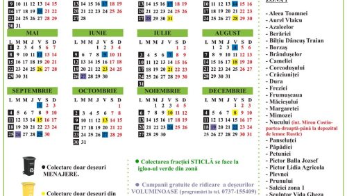 Noile calendare de colectare pentru zona de case a Municipiului Baia Mare pentru 2023. Calendarele vor fi distribuite și în format fizic, prin poștă, până la 1 ianuarie 2023