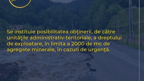Florin Alexe, deputat PNL: Se instituie posibilitatea obţinerii, de către unităţile administrativ-teritoriale, a dreptului de exploatare, în limita a 2000 de mc de agregate minerale, în cazuri de urgenţă