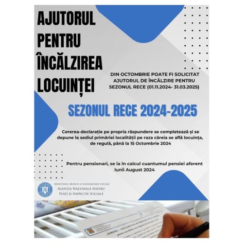 AJUTOR pentru ÎNCĂLZIREA LOCUINȚEI în sezonul RECE 2024-2025