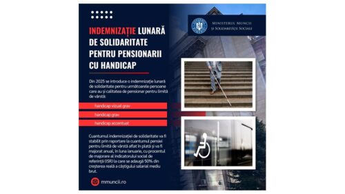 INDEMNIZAȚIE LUNARĂ de solidaritate pentru PENSIONARII CU HANDICAP vizual grav, handicap grav și handicap accentuat