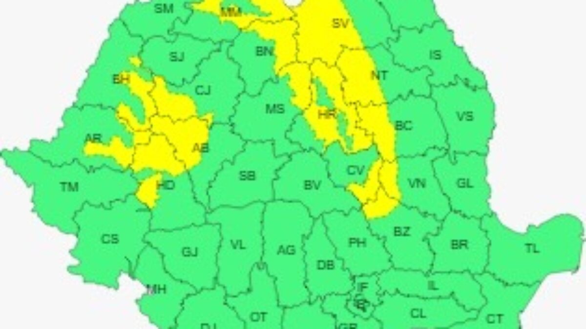 AVERTIZARE METEOROLOGICĂ. Intensificări ale vântului, precipitații moderate cantitativ predominant sub formă de ploaie