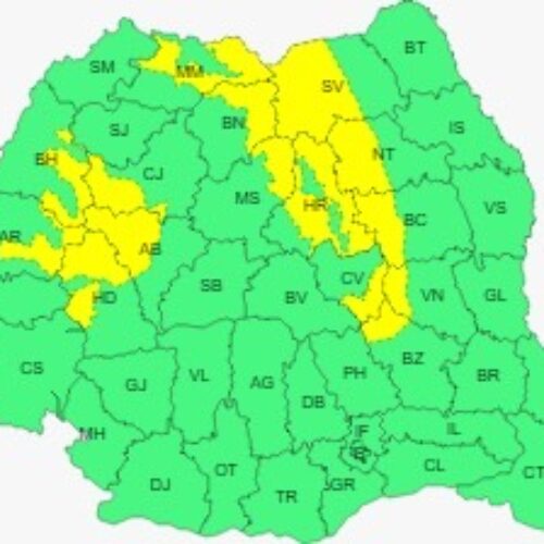 AVERTIZARE METEOROLOGICĂ. Intensificări ale vântului, precipitații moderate cantitativ predominant sub formă de ploaie