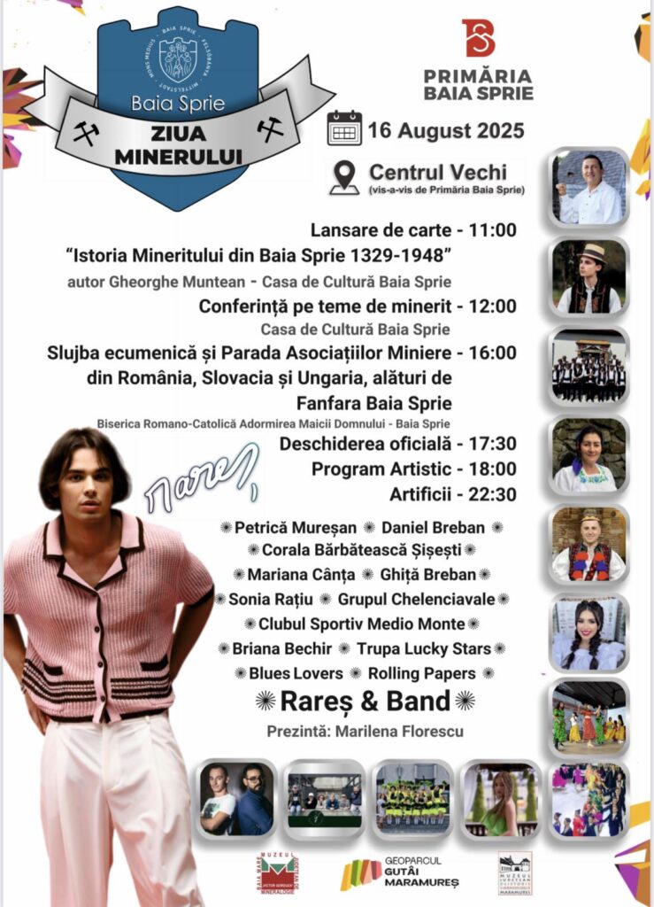 529237366_1365029741969700_663031100419647039_n-739x1024 „Ziua Minerului” la Baia Sprie pe16 august 2025: Tradiție, cultură și omagiu pentru istoria mineritului