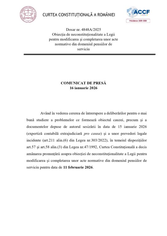 Comunicat-de-presa-16-ianuarie-2026_page-0001-543x768 Decizie amânată la Curtea Constituțională. Pronunțarea privind pensiile de serviciu, mutată în februarie
