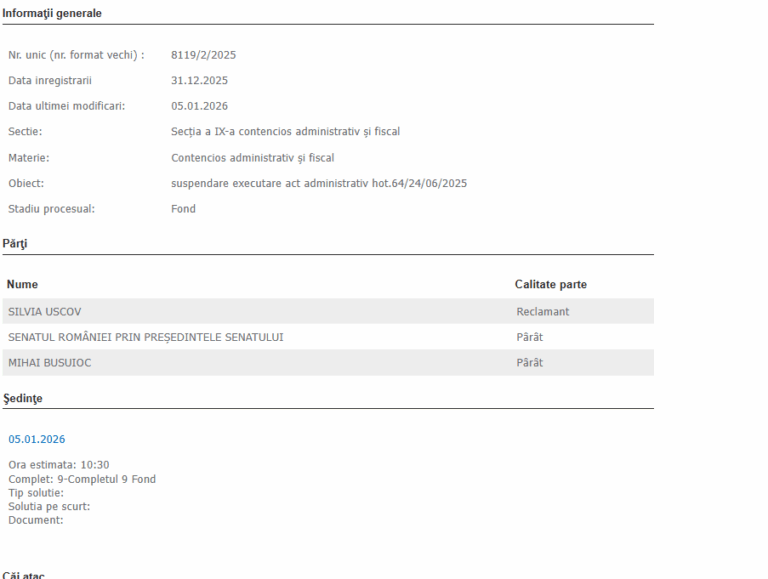 Screenshot-2026-01-05-102406-768x579 Zi decisivă pentru CCR: la Curtea de Apel București se judecă numirile lui Mihai Busuioc și Dacian Cosmin Dragoș, judecătorii care pot opri sau permite legi importante