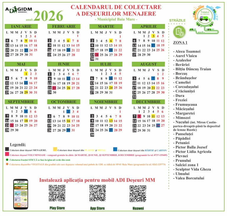 zona-1-2026-768x731 Program nou de colectare a deșeurilor în Baia Mare schimbări aplicabile din 1 ianuarie 2026
